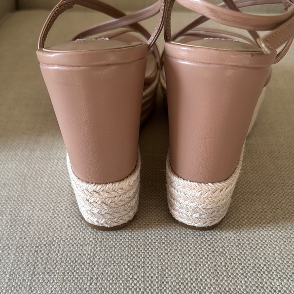 Steve Madden Platform Tan and Cream Espadrille Wedge Sandals - Picture 3 of 6